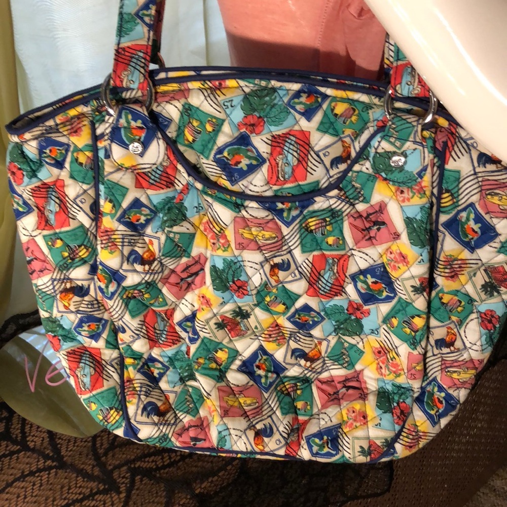 Vera Bradley Cuban Stamps Large Tote NWOT - Picture 3 of 7